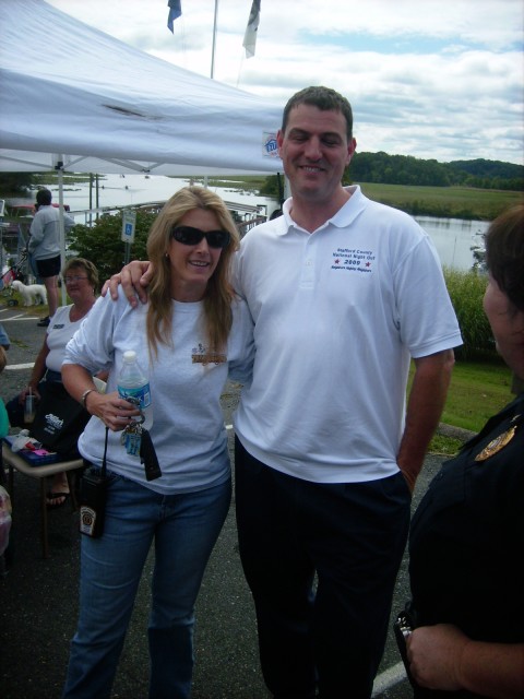 Patricia showing the AHVRS colors at a Marina event - I don't know about her, but I really appreciated the free hot dogs